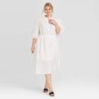 Women's Plus Size Elbow Sleeve Midi Dress - Who What Wear White 1x, Women's,