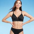 Women's Ribbed Longline V-wire Bikini Top - Shade & Shore Black