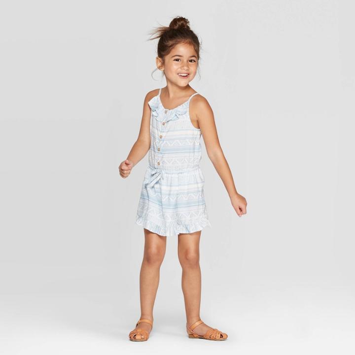 Toddler Girls' Aztec Print Romper - Art Class Blue