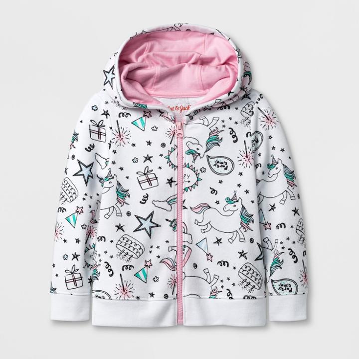 Toddler Girls' Unicorn Hooded Sweatshirt - Cat & Jack White