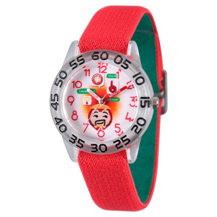 Boys' Marvel Emoji Iron Man Clear Plastic Time Teacher Watch - Red, Boy's
