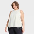 Women's Plus Size Satin Racer Tank Top - A New Day Cream