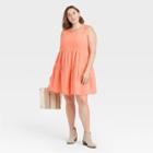 Women's Plus Size Gauze Tiered Tank Dress - Universal Thread Coral