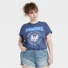 Merch Traffic Women's Ramones Plus Size Collegiate Short Sleeve Graphic Boyfriend T-shirt - Blue