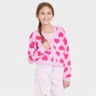 Girls' Boxy Cropped Cardigan - Art Class Pink Hearts