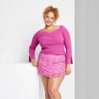 Women's Plus Size Mesh Mini Skirt - Wild Fable Pink Geometric Print
