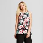 Women's Floral Print Longline Tank Top - Who What Wear Black/pink Xl, Black/pink Floral