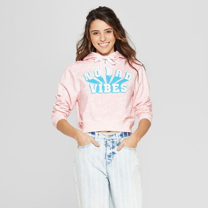 Women's No Bad Vibes Graphic Hoodie - Freeze (juniors') Pink