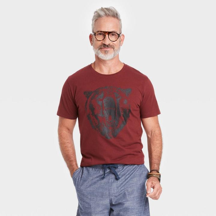 Men's Classic Fit Short Sleeve Printed T-shirt - Goodfellow & Co Red