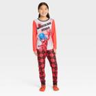 Miraculous Tales Of Ladybug Catnoir Girls' Miraculous 2pc Pajama Set With Cozy Socks - Black/red