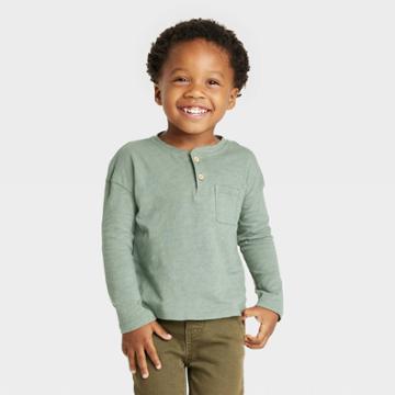Grayson Collective Toddler Long Sleeve Henley T-shirt - Green