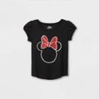 Disney Toddler Girls' Minnie Mouse Short Sleeve Graphic T-shirt - Black