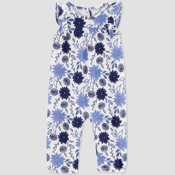 Baby Girls' Floral Jumpsuit - Just One You Made By Carter's Blue