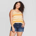 Women's Plus Size Striped Sleeveless V-neck Cross Back Cami - Universal Thread Yellow X