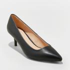 Women's Dora Faux Leather Closed Toe Kitten Heeled Pumps - A New Day Black