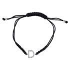 Target Silver Plated Crystal Wrap Bracelet With Initial D - Black Nylon Cord, Women's