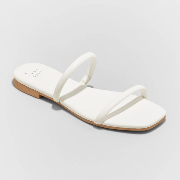 Women's Winnie Wide Width Skinny Strap Sandals - A New Day White