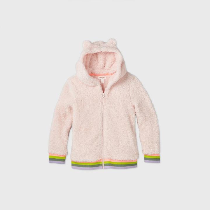 Girls' Sherpa Shine Zip-up Hoodie - Cat & Jack Peach