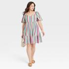 Women's Plus Size Flutter Short Sleeve Tiered Dress - Ava & Viv X