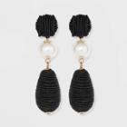 Wrapped Round And Beaded With Simulated Pearl Teardrop Earrings - A New Day Black, Women's