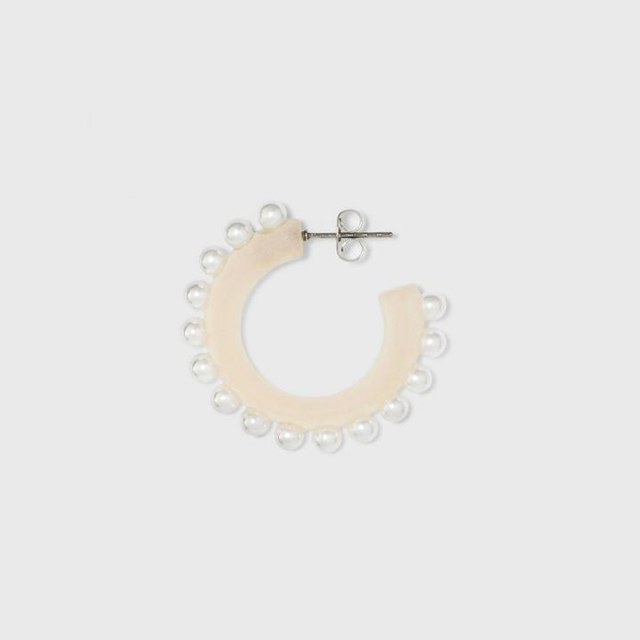 Resin And Pearl Hoop Earrings - A New Day White
