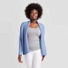 Women's Shawl Collar Open-front Cardigan - A New Day Blue