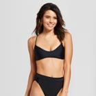 Women's Lace-up Back Bralette Bikini Top - Xhilaration Black