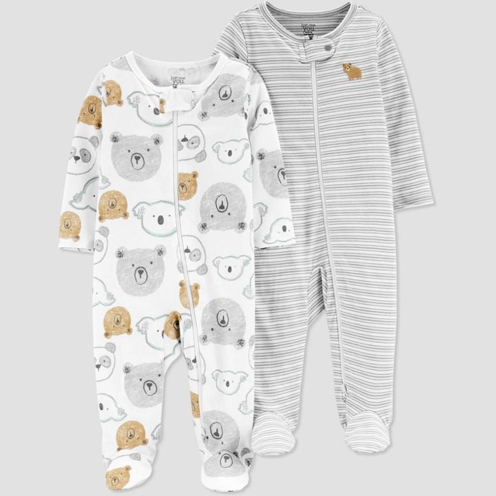 Baby Boys' 2pk Bear Sleep N' Play - Just One You Made By Carter's Gray/white