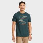 Men's Printed Standard Fit Short Sleeve Crewneck T-shirt - Goodfellow & Co Dark Green/shapes
