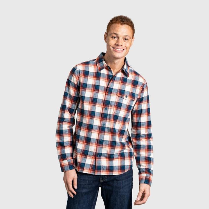 United By Blue Men's Organic Flannel Button-down Shirt - Whitecap Gray/plaid