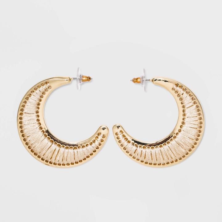 Sugarfix By Baublebar Threaded Crescent Moon Earrings - Ivory