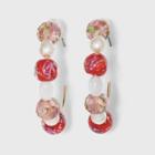 Mixed Floral Beaded Hoop Earrings - A New Day Red