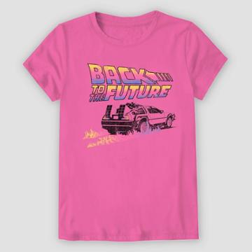 Universal Girls' Back To The Future Short Sleeve Graphic T-shirt - Pink