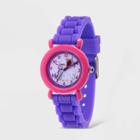 Girls' Red Balloon Unicorn Plastic Time Teacher Silicone Strap Watch - Purple, Purple/red