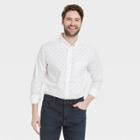 Men's Arrow Print Standard Fit Stretch Poplin Long Sleeve Button-down Shirt - Goodfellow & Co Eco White/arrow