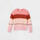 Girls' Striped Pullover Sweater - Cat & Jack Paris Pink