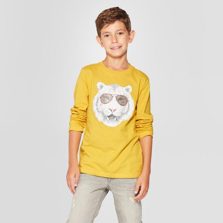 Boys' Cool Tiger Long Sleeve Graphic T-shirt - Cat & Jack Yellow