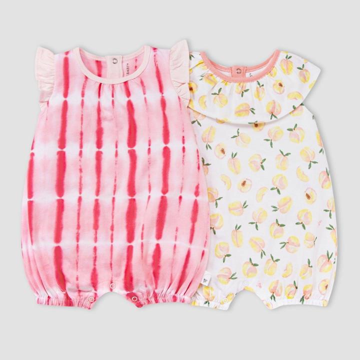 Burt's Bees Baby Girls' 2pk Peachy Keen Bubble Set - Light Pink Newborn