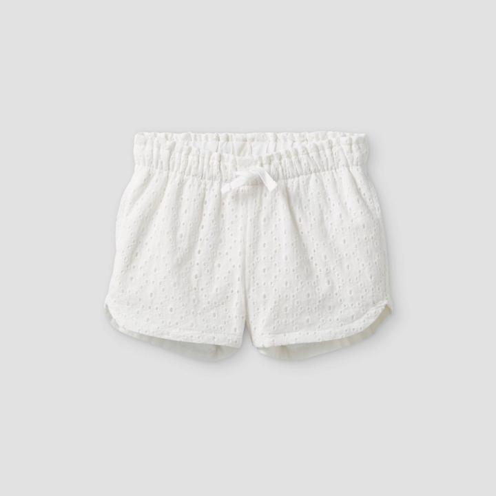 Toddler Girls' Eyelet Pull-on Shorts - Cat & Jack White