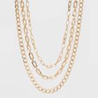 Three Piece Metal Chain Link Necklace - A New Day Gold
