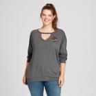 Women's Long Sleeve Plus Size Heartbreaker Embroidered Cutout Graphic Sweatshirt - Modern Lux Charcoal