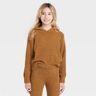 Girls' Cozy Hooded Sweatshirt - Art Class Brown