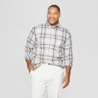 Men's Big & Tall Plaid Long Sleeve Cotton Slub Button-down Shirt - Goodfellow & Co Gray