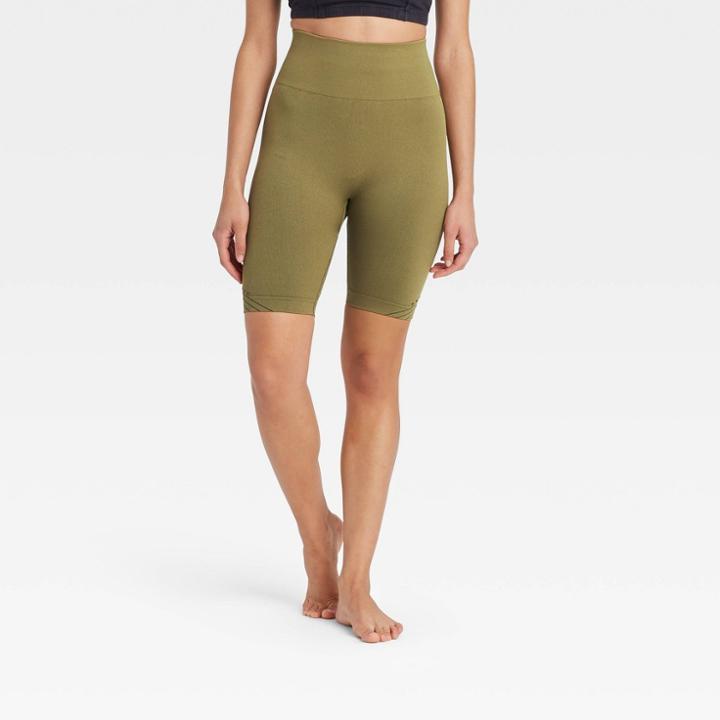 Women's High-rise Seamless Bike Shorts 7 - Joylab Army Green