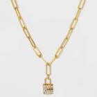 Sugarfix By Baublebar Crystal Padlock Link Chain Necklace - Gold