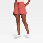 Women's High-rise Tie Waist Knit Lounge Shorts - A New Day Dark Pink