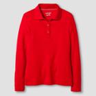 Girls' Long Sleeve Interlock Uniform Polo Shirt Cat & Jack Red