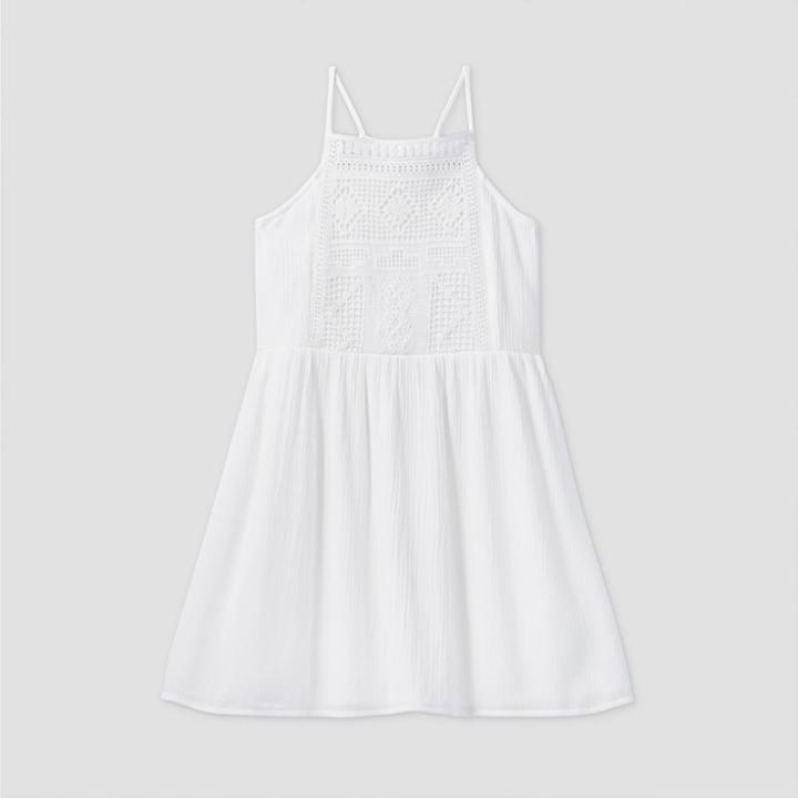 Girls' Crochet Short Dress - Art Class White
