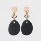 Irregular Post With Semi-precious Dalmatian Jasper And Stone Drop Earrings - Universal Thread Black