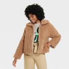 Women's Faux Fur Bomber Jacket - A New Day Brown